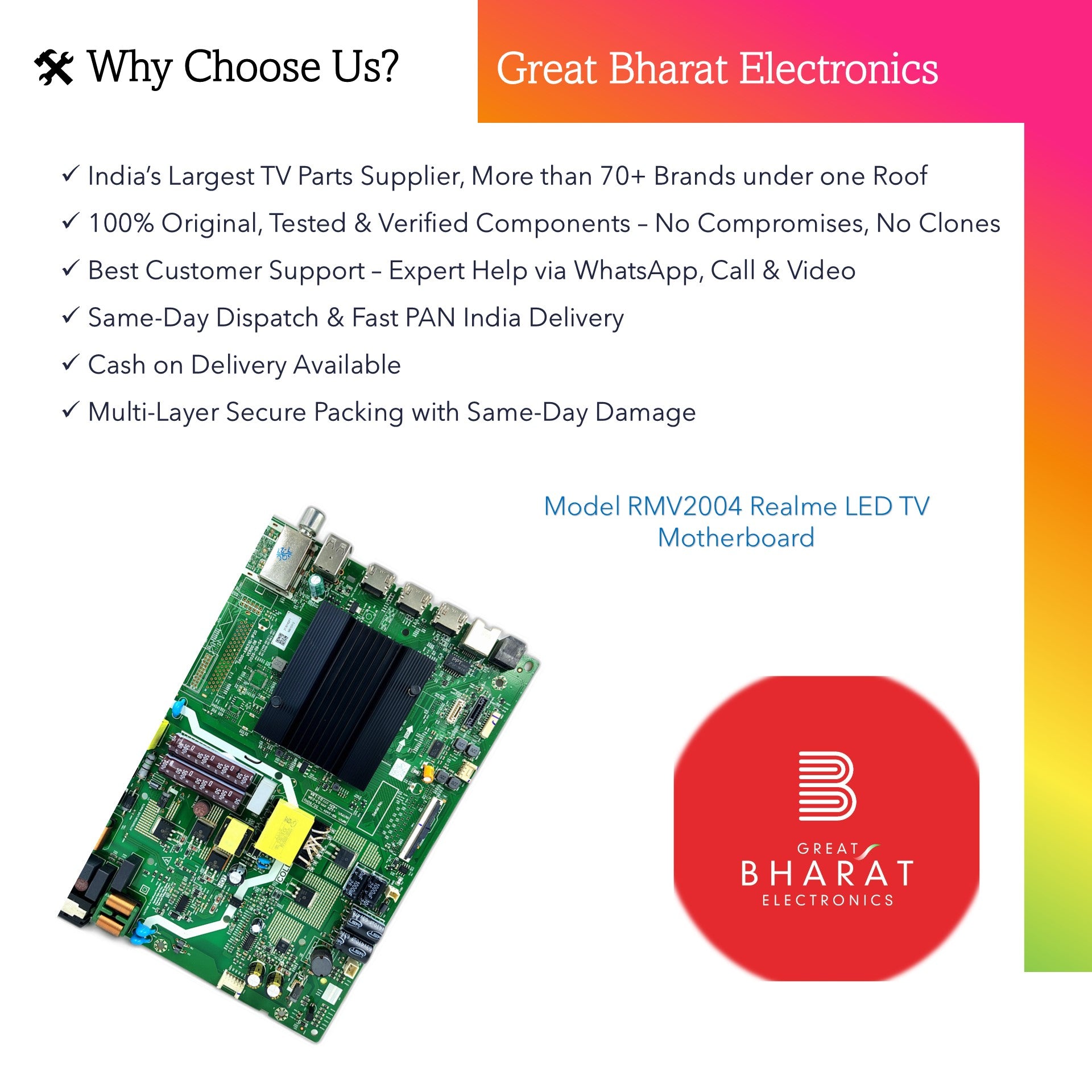 Model RMV2004 Realme LED TV Motherboard - Great Bharat Electronics Model RMV2004 Realme LED TV Motherboard - Great Bharat Electronics